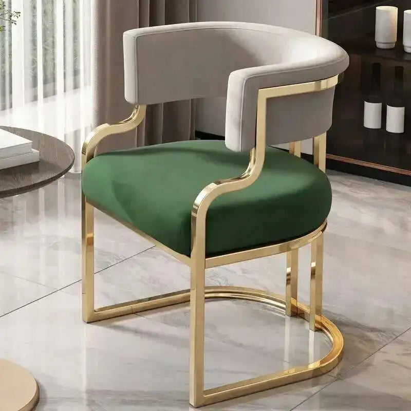 Luxury golden Dining Chairs, wrought Iron Backrest Armchair