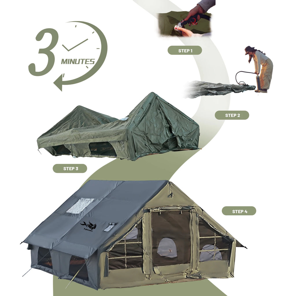 PAKICETUS Inflatable camping tent 4-8 people with windows