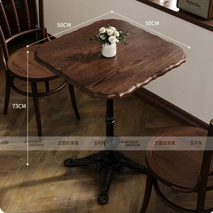 American Retro Cafe Solid Wood Table and Chair Combination Milk Tea Dessert Bakery Restaurant Commercial Dining Table and Chair