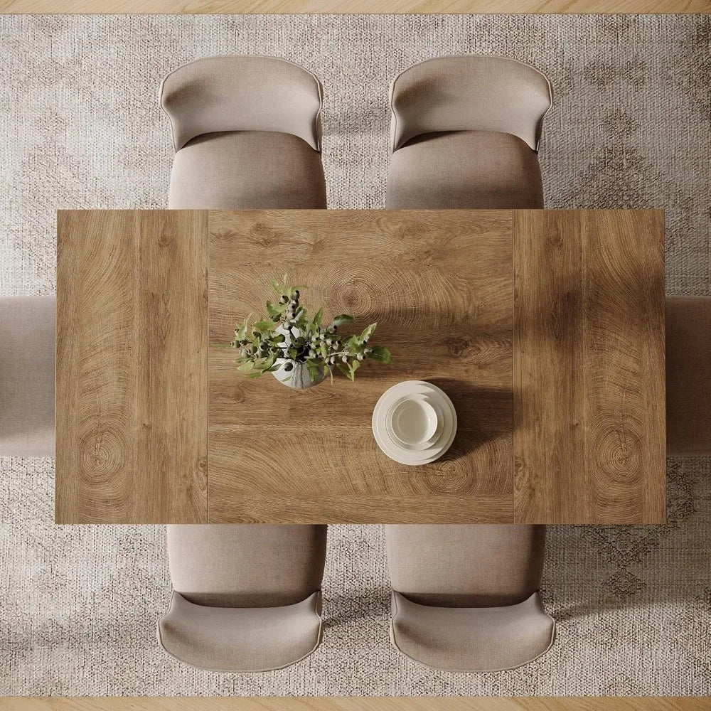 55-Inch Dining Table for 4-6, Rectangular Dining Room Table with Sturdy Legs,