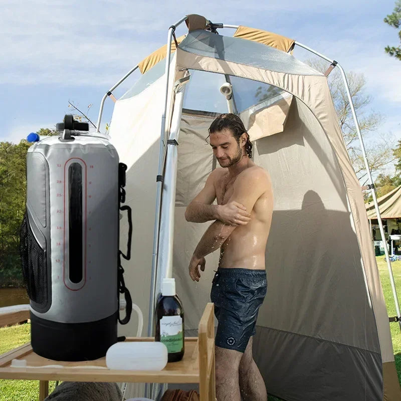 Portable Camping Shower Bag 12L Large Capacity Foldable Solar Heated Outdoor Shower for Hiking Backpacking Travel