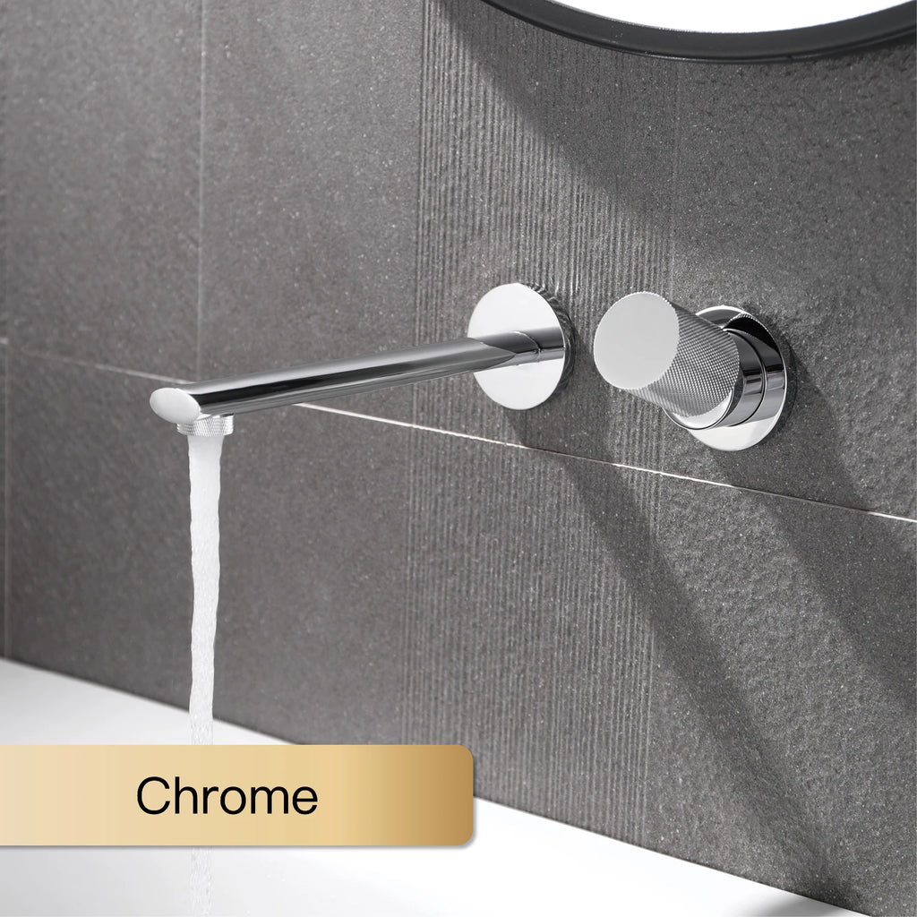 Luxury Brass Wall Mounted Bathroom Faucet with Single Handle and 2-Hole Modern Design, Six Finishes.
