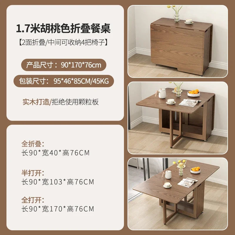 Folding Dining Table Set 6 Chairs, Luxury Modern Space Savers