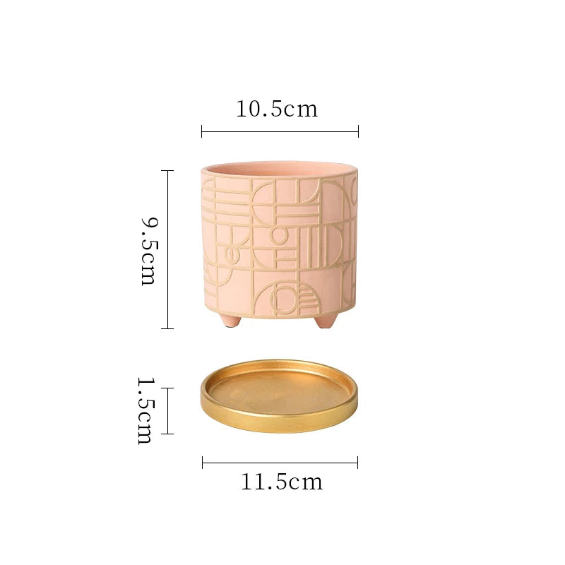 Simple Cylindrical Ceramic Flower Pot,, Succulent Plant Potted Garden Decoration