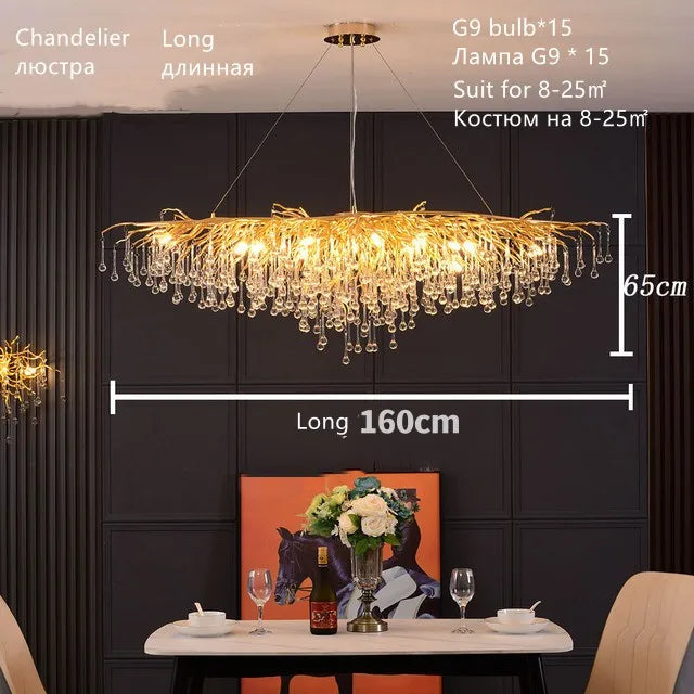 Nordic Luxury Gold LED Crystal Chandelier