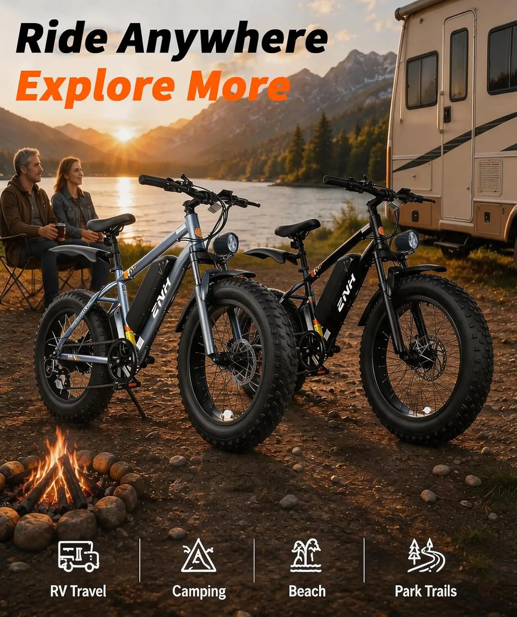 Electric Bike for Adults, 1000W Peak Motor 25Mph 65 Miles Fat Tire Ebike with 48V 15Ah Removable Battery, 20"/24",