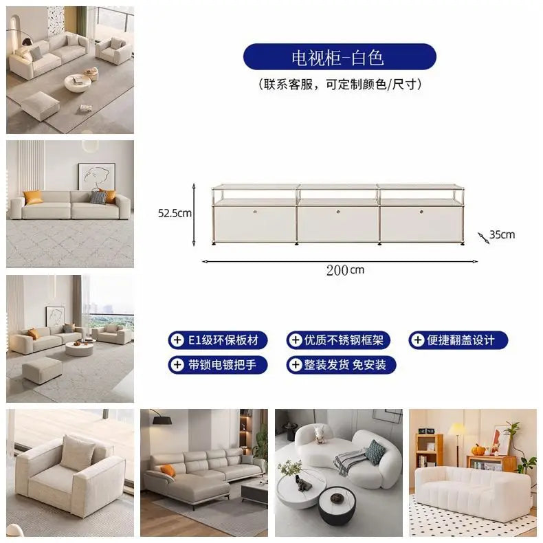 Modern Living Room Cabinet Modular Sideboard Storage Cabinets Combination TV Stand for Customizable Steel Frame Wood  Furniture