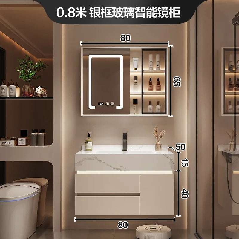 Luxury Bathroom Vanity Cabinet with Storage, Mirror, Wall Shelves