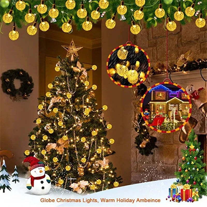 Solar Lamp Power LED String of 50 Crystal Ball Lights