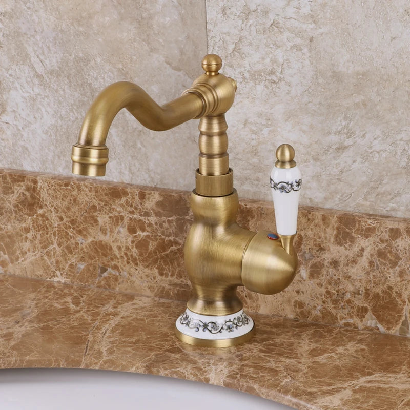 Antique Bronze 360 Degree Turn Bathroom Sink Faucet