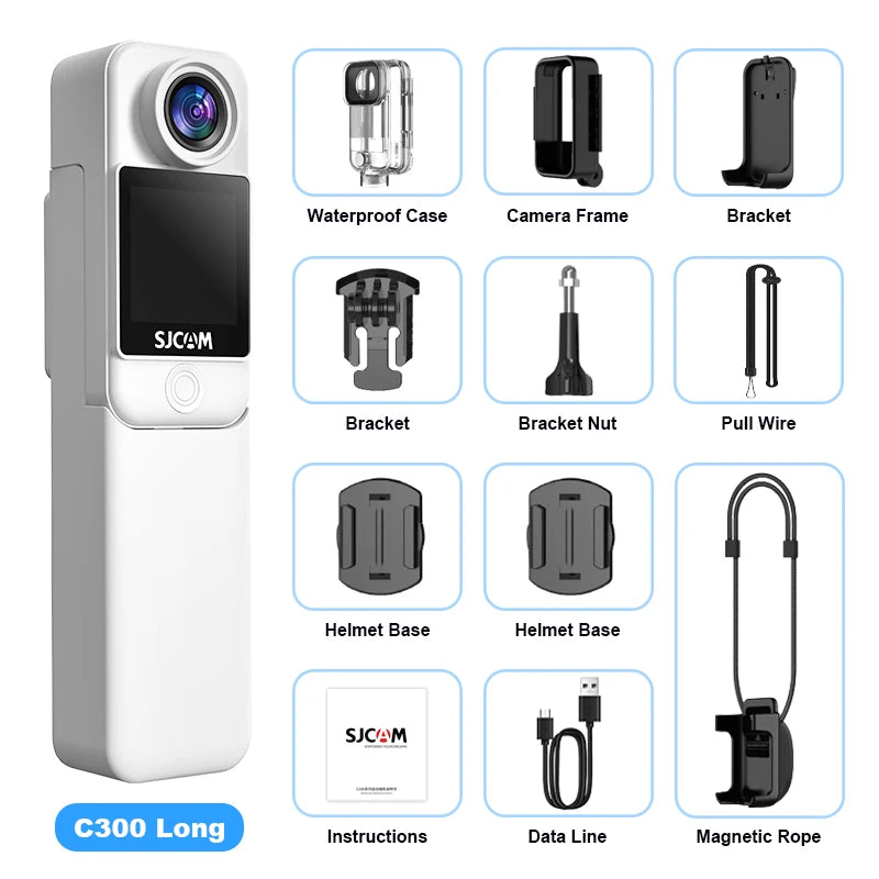C300 Pocket Action Camera 4K FHD With Long Battery Life Video 30M Waterproof 5G WiFi Camera Sport Action Cam