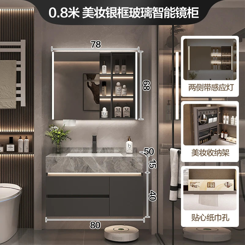 Simple Luxury Bathroom Washbasin Cabinets, Storage, Mirrors