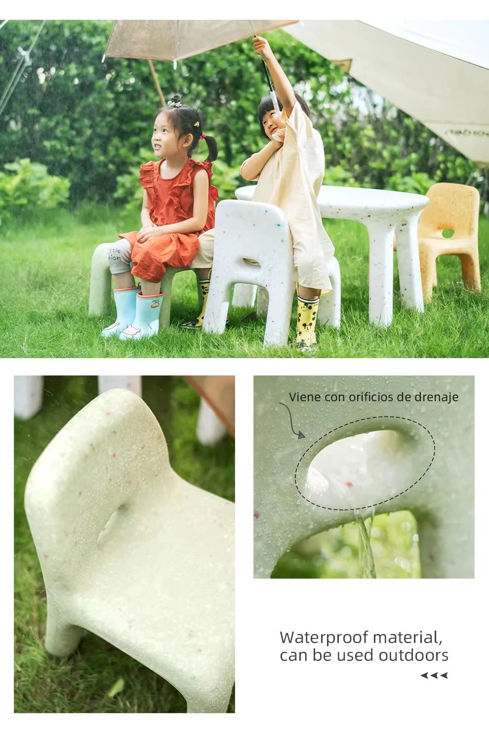 Kids Study Table And Chairs Set, Small Kindergarten Outdoor Plastic Strong Durable Table Furniture Set