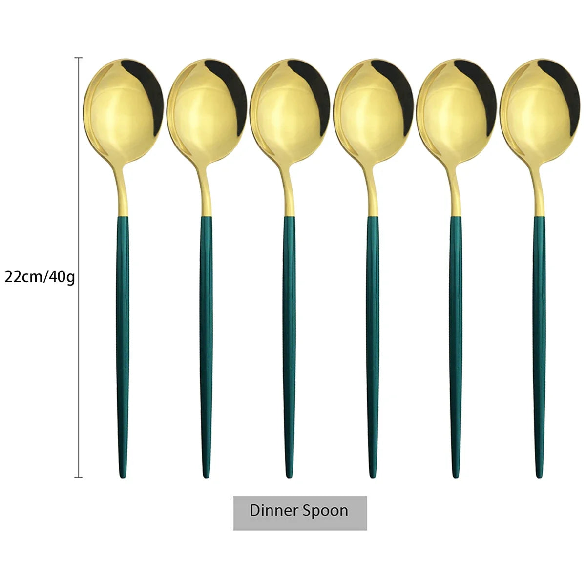 6Pcs Gold Ladle Spoon Dinnerware Western Stainless Steel Cutlery Set Dinner Spoon Soup Spoon Tableware Kitchen Silverware Set