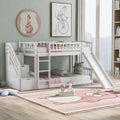 Bellemave Wood Bunk Beds with Slide, Twin Over Twin Low Bunk Bed Frame with Storage Drawers, Stairway