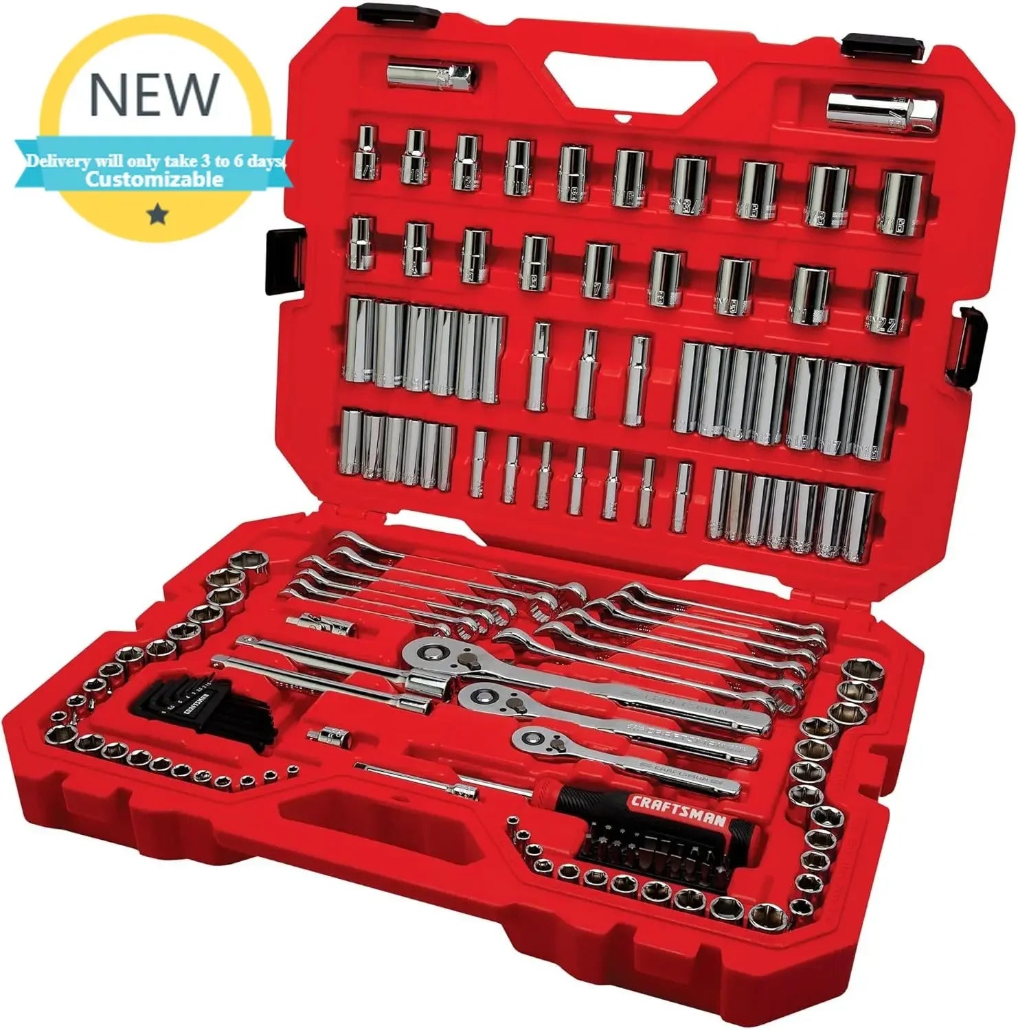 Socket Set, 159 Piece Socket Wrench Set Mechanics Tools 1/4-in., 3/8-in., and 1/2-in(, 6 Point and 12 Point (CMMT12125)