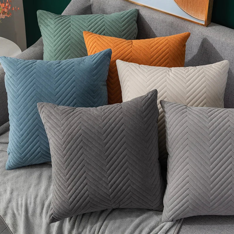 Quilted Velvet Pillowcase Throw Pillow Covers 45x45cm