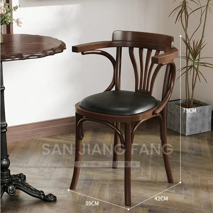 American Retro Cafe Solid Wood Table and Chair Combination Milk Tea Dessert Bakery Restaurant Commercial Dining Table and Chair