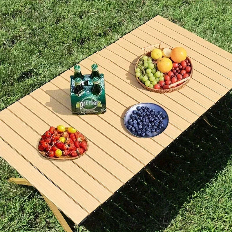 Folding Picnic Table,Portable 4ft Roll-Up Camping Table Egg Roll Table with Storage Bag for 4-6 People, Low Foldable Long Table