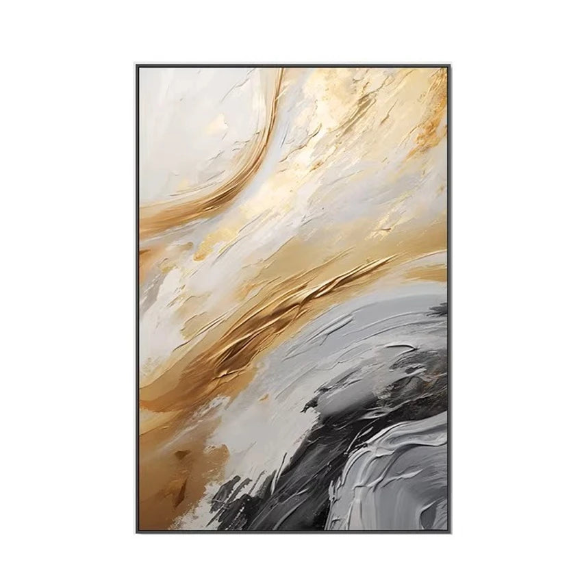 Gold Foil Design Canvas Art, Hand painted Textured Oil Painting