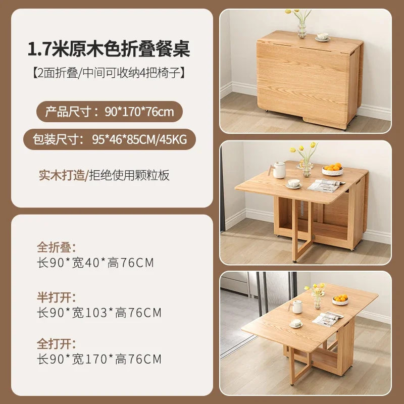 Folding Dining Table Set 6 Chairs, Luxury Modern Space Savers