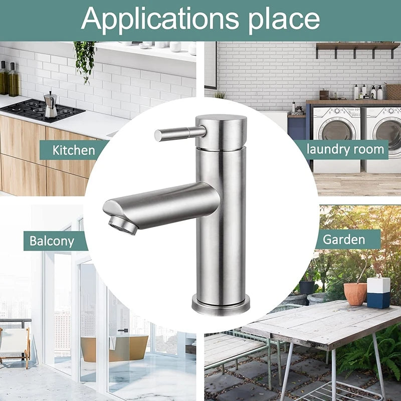 1/2Inch 304Stainless Steel Single Bathroom Basin Faucet