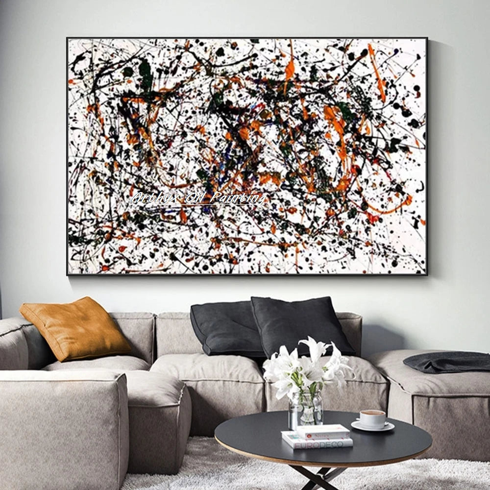 Arthyx,Hand Painted Copy Jackson Pollock Style Oil Painting on Canvas