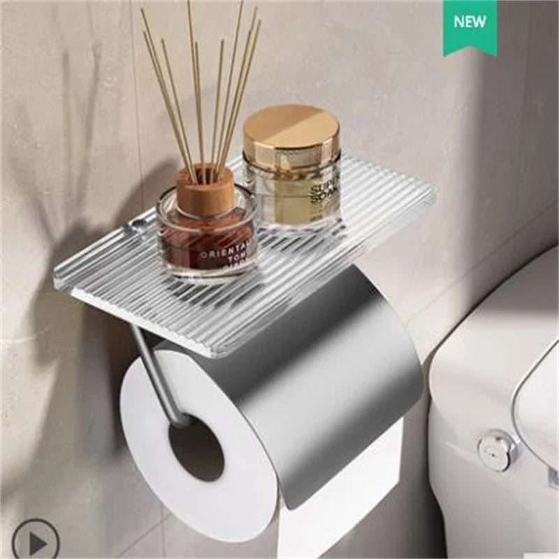 Metal Bathroom Accessories Toilet Paper Holder Organizer Wall Mount WC Phone Holder Towel Roll Shelf Dyson Airwrap Tocadores