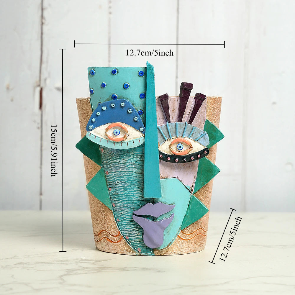 Colorful Abstract Face Flower Pot Planter for Indoor Outdoor Plants