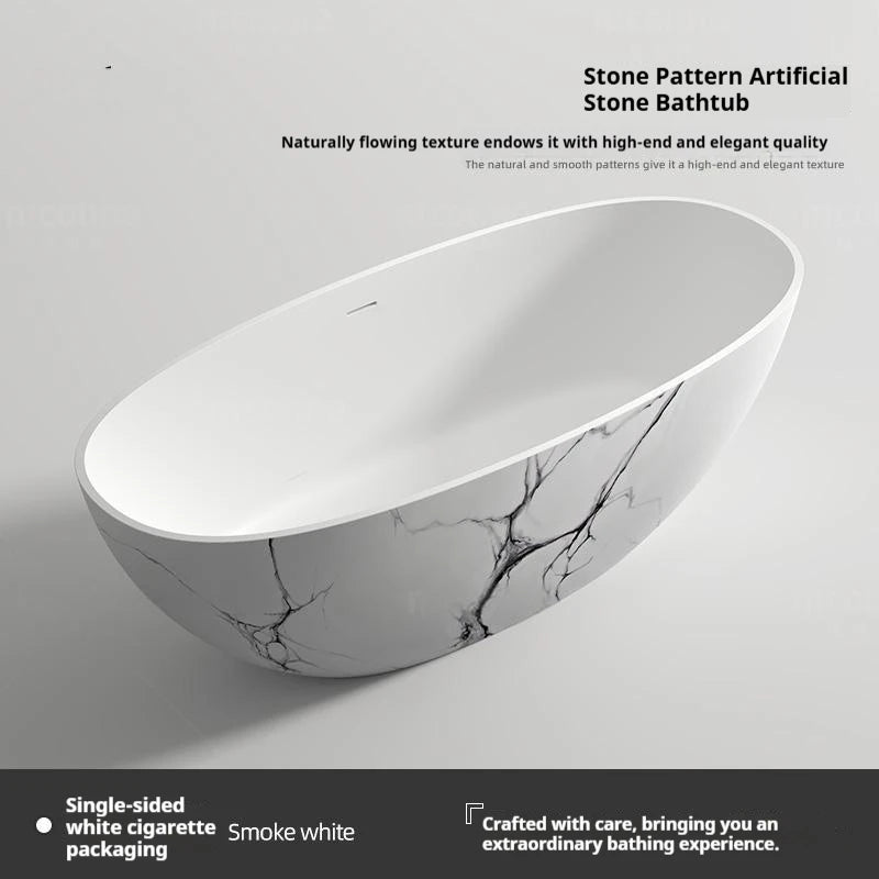 Artificial Stone Bathtub, Marble Look Freestanding Tub