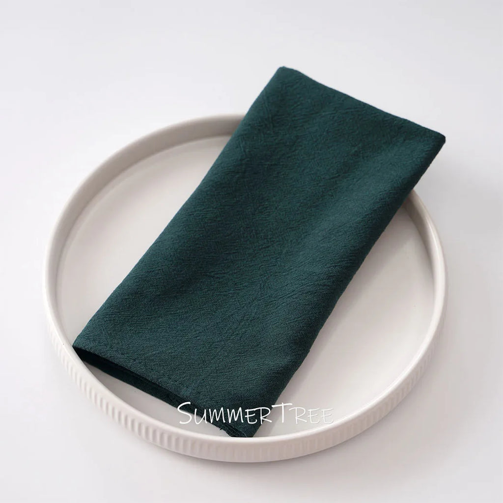 10 Pack 40x40cm Napkins, Washed Cotton Cloth Plain Vintage Style Soft Tea Towels, Place Mats