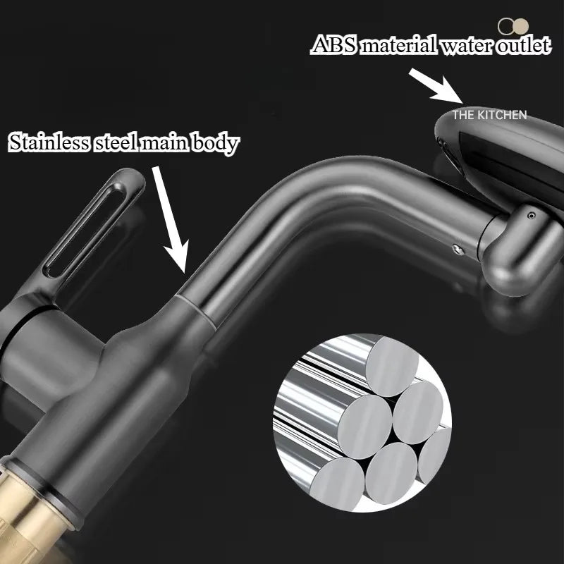 Stainless Steel Bathroom Faucet, Spaceship design 4 mode Drinking Fountain Waterfall