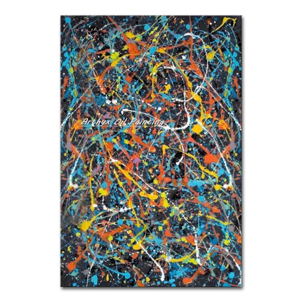 Arthyx,Hand Painted Copy Jackson Pollock Style Oil Painting on Canvas