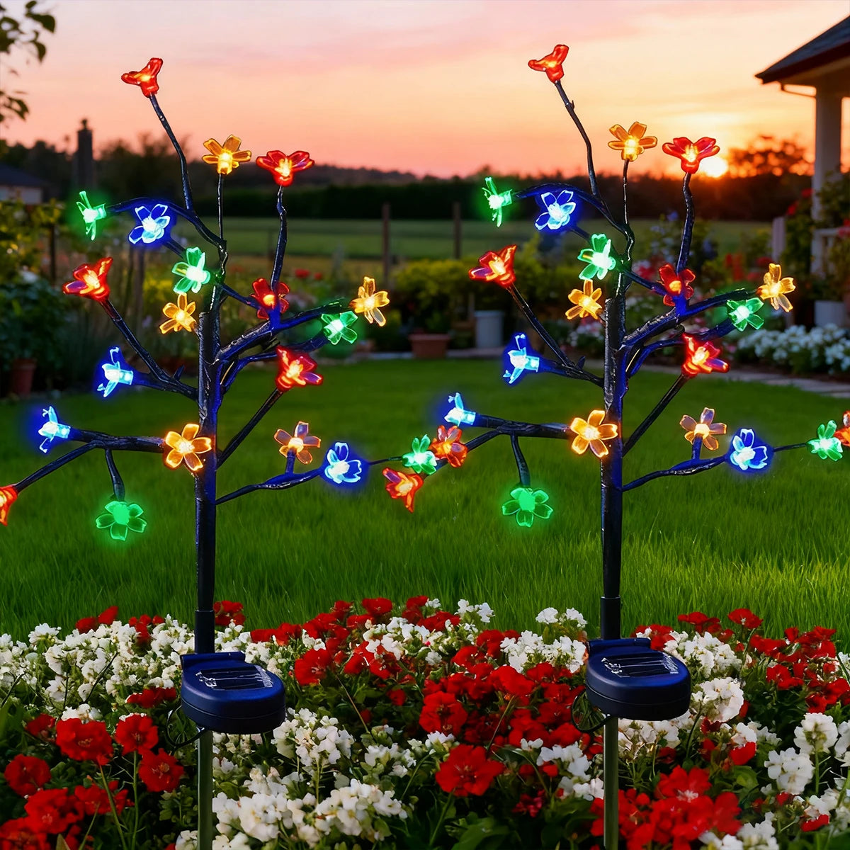 Solar powered tree branch cherry blossom lamp,