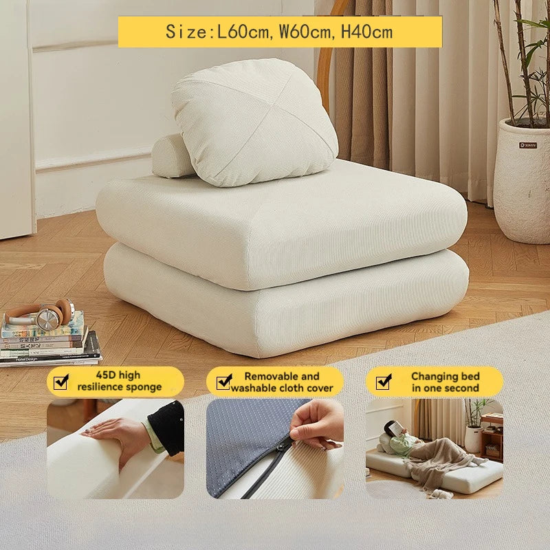 Fabric single, small-sized living room folding dual-use sofa, sofa bed