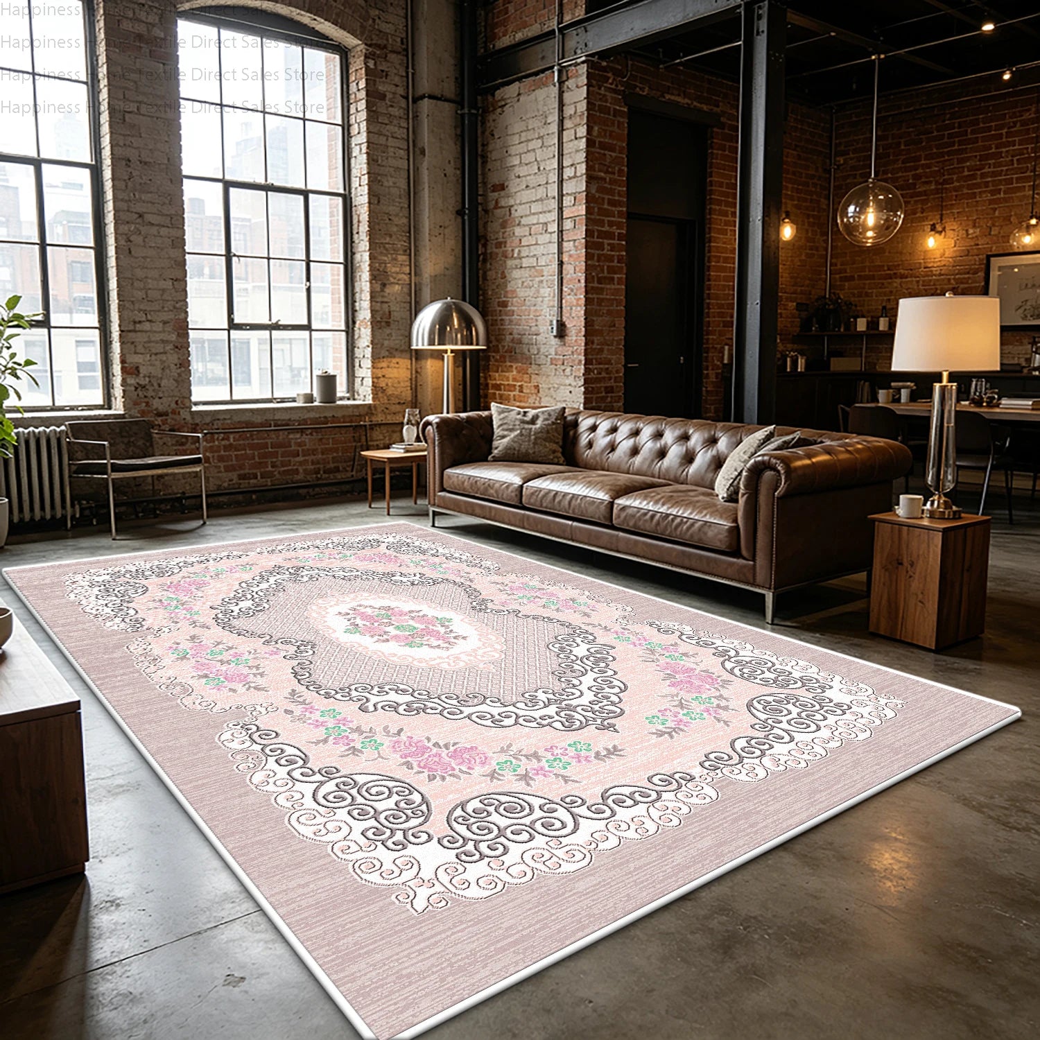 Retro Light Colored Living Room Persian Rug Bedroom Aesthetic Large Area Antiskid Washable Carpet Soft Fluffy Lounge Floor Mats