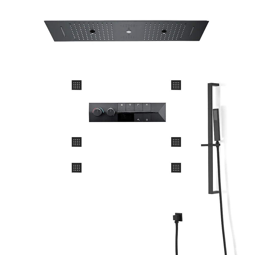 M Boenn Bathroom Spa 6 Functions Shower System, Rainfall Smart Thermostatic Showers Faucet Set