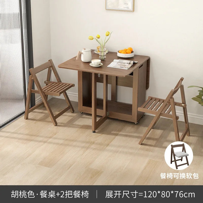 Folding Dining Table Set 6 Chairs, Luxury Modern Space Savers
