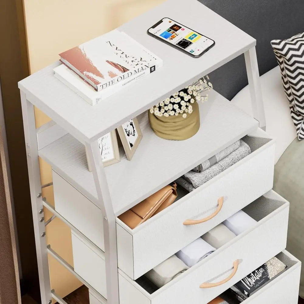 5-Tier Metal and Wood Storage Unit with Open Shelf