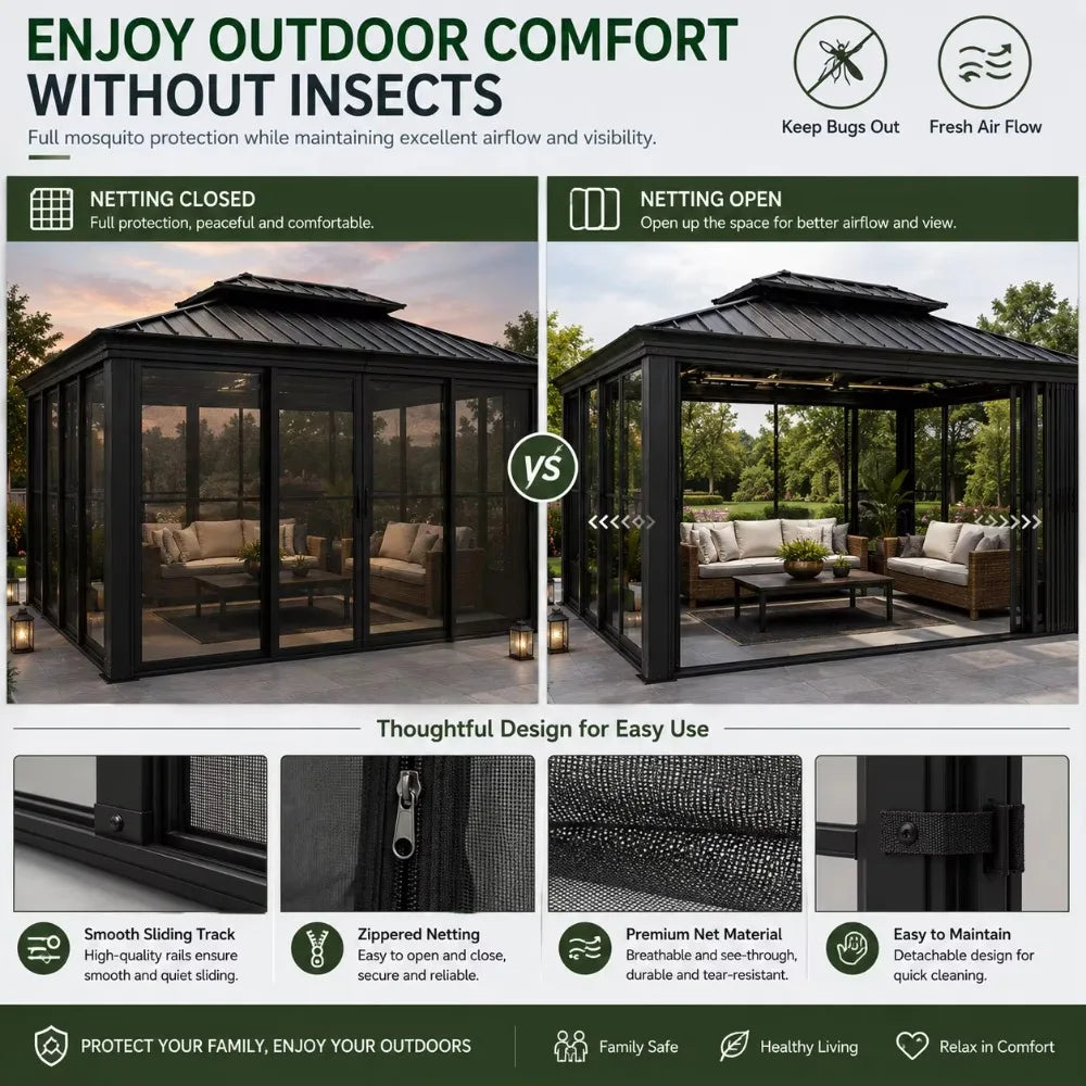 12x16 FT Heavy Duty Aluminum Patio Gazebo,