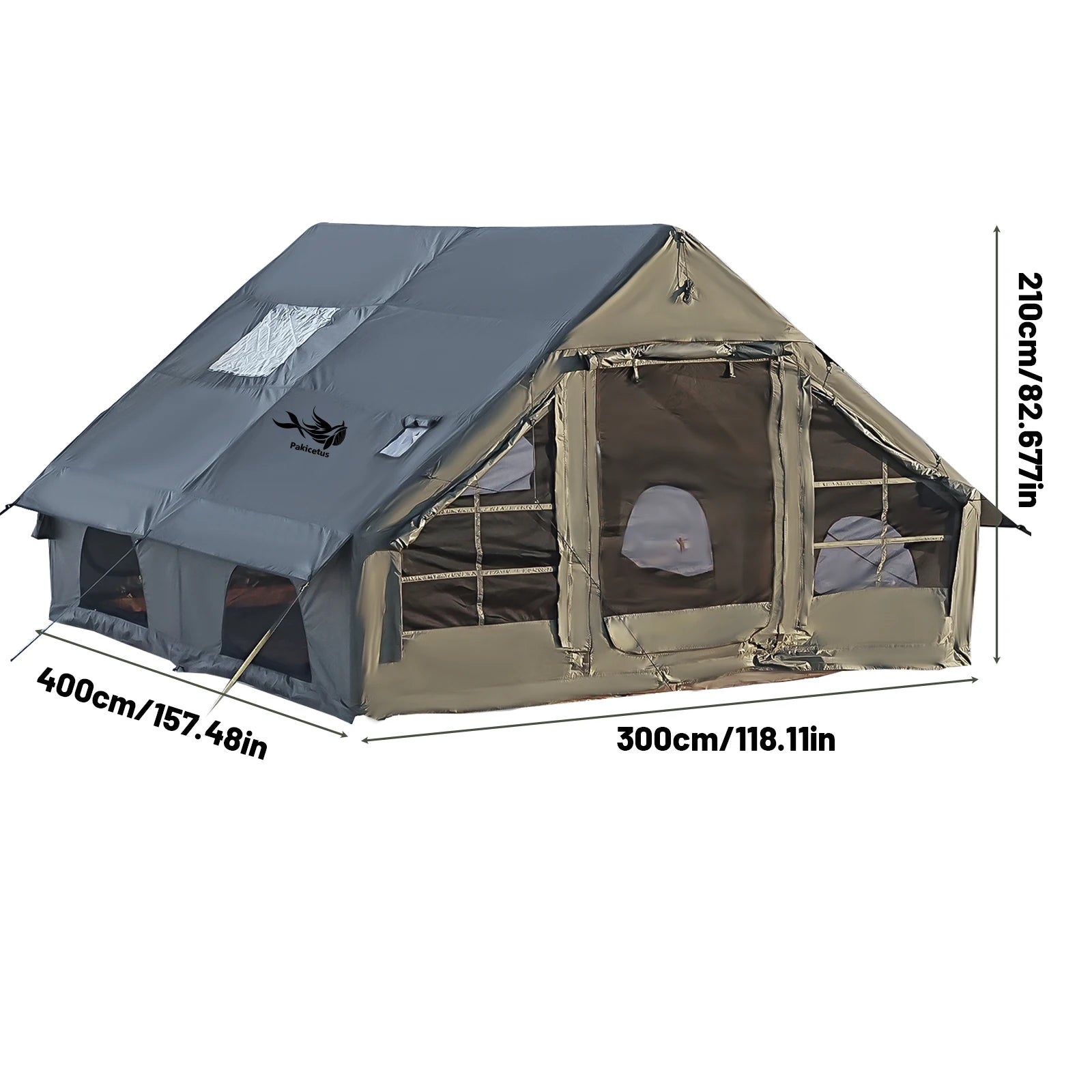 Large Inflatable Camping Tent with Skylight, Quick Air-Flow & Breathable Mesh Design.