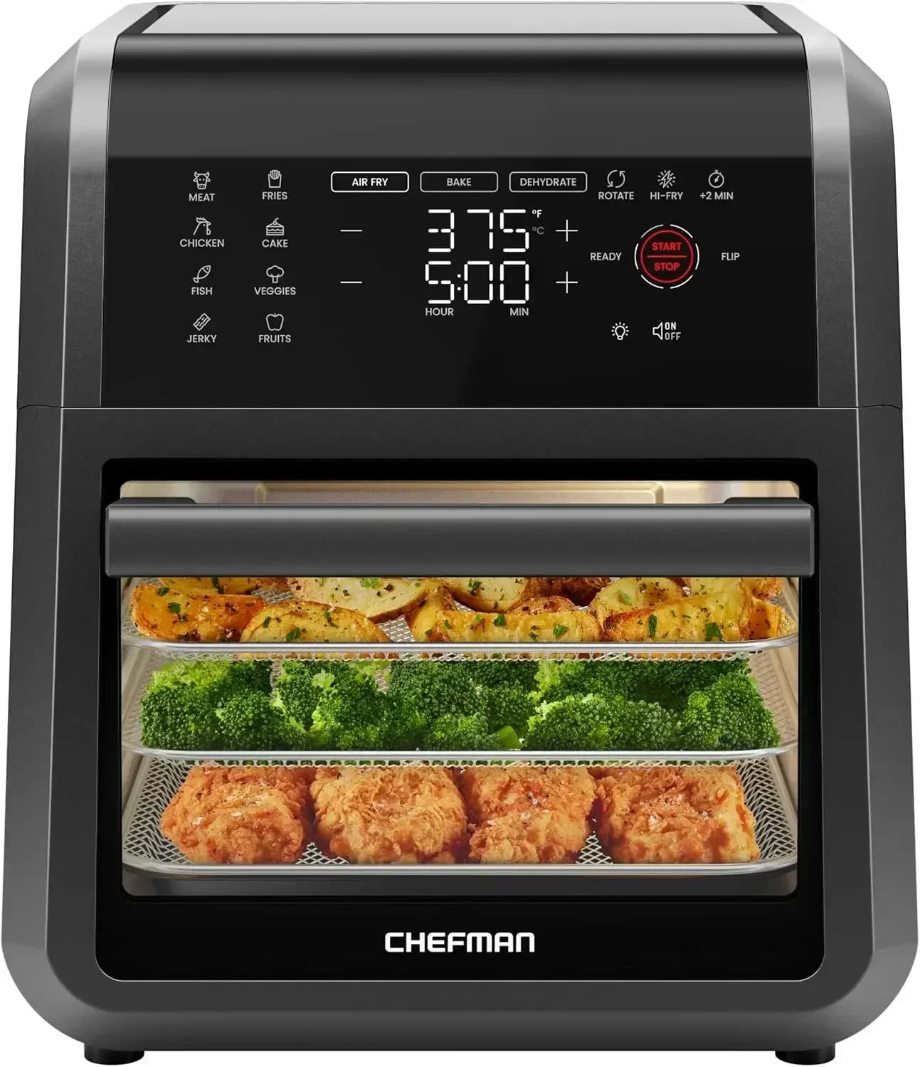 12-Quart 6-in-1 Air Fryer Oven with Digital Timer, Touchscreen, and 12 Presets