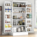 Freestanding Pantry Cabinet with Adjustable Shelves and Doors for Kitchen Dining Room White Storage Cupboard
