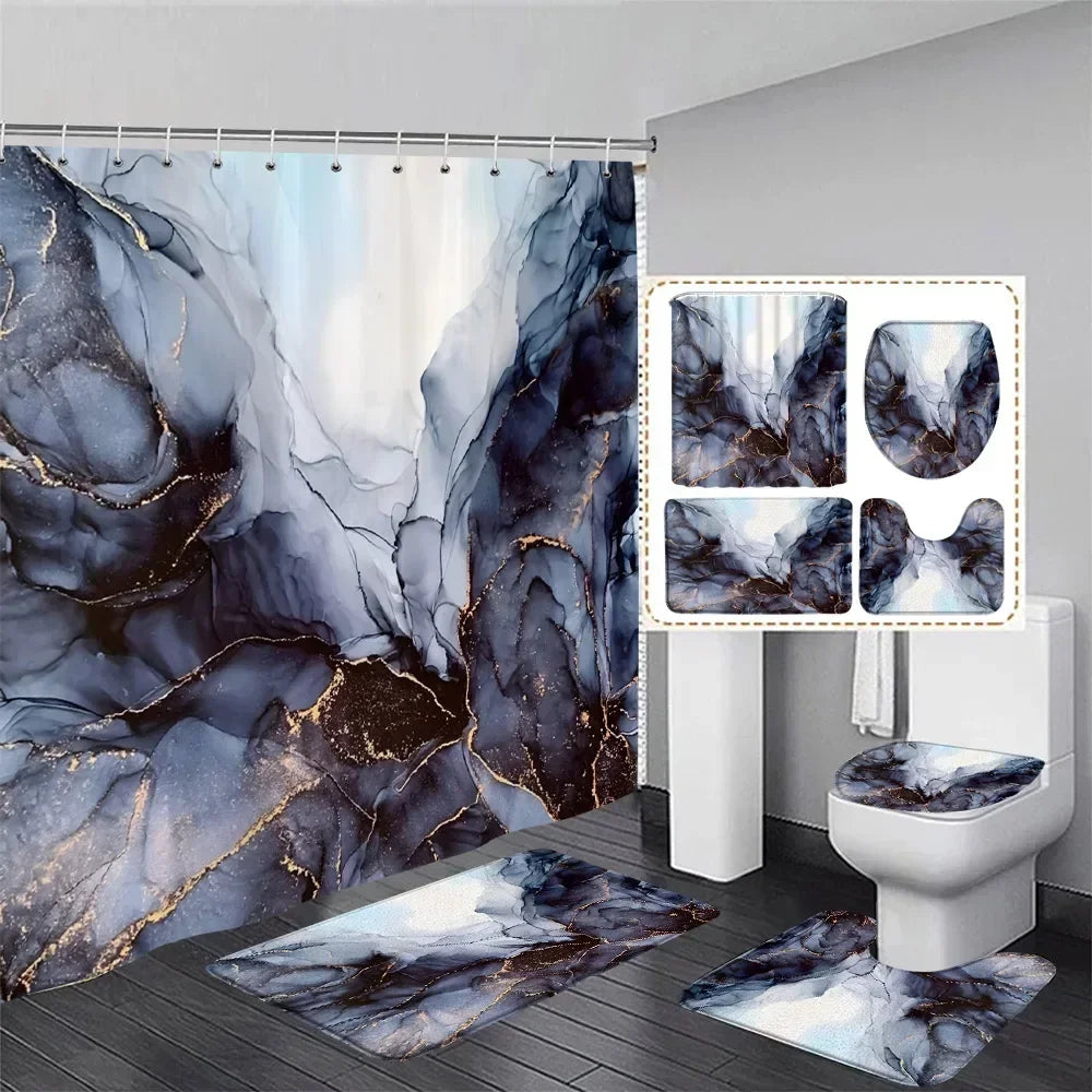 Abstract Art Bathroom Decor Door Rug Bath Mat Toilet Lid Cover