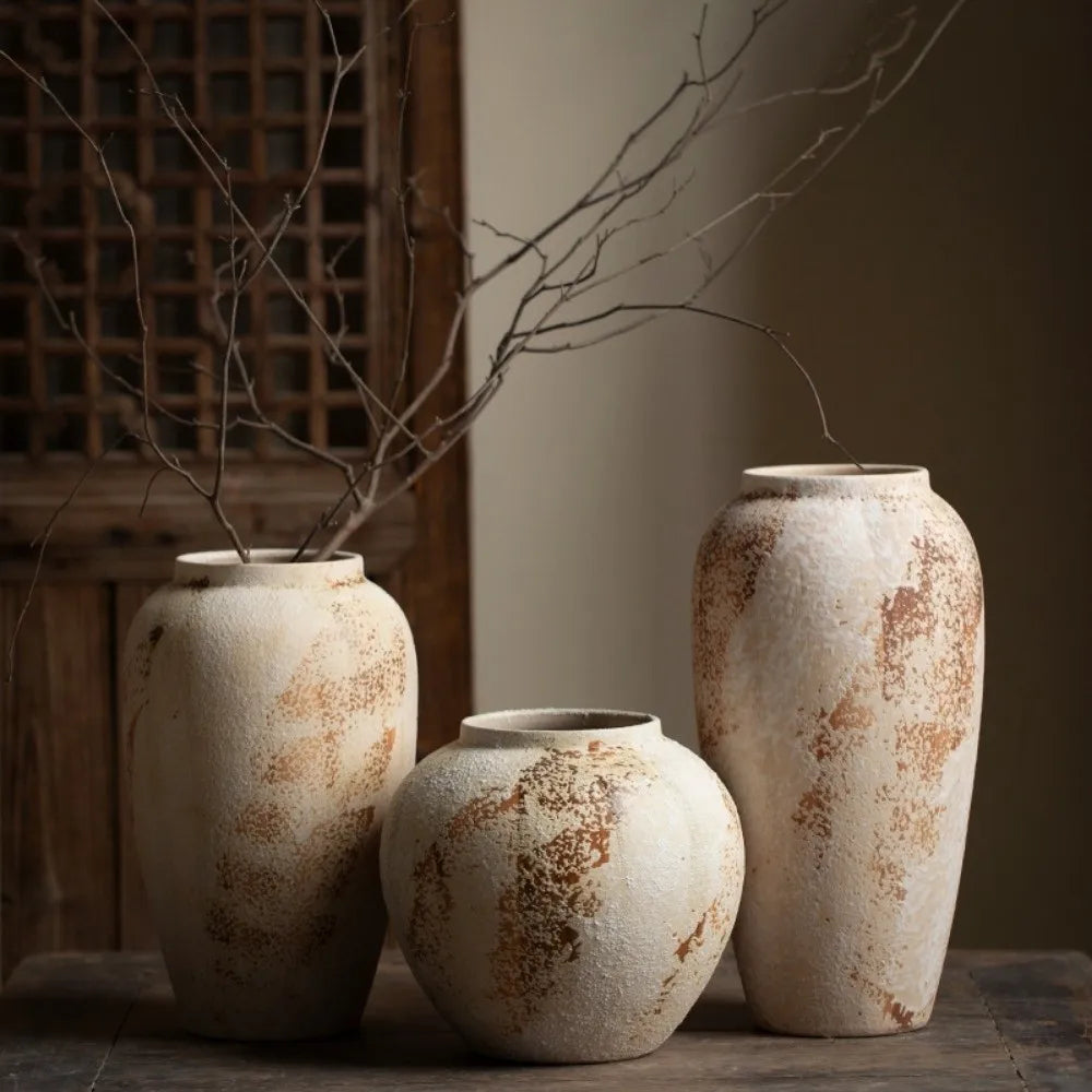 Wabi Sabi Style Ceramic Vase, Decorative Unique Speckled Texture Flower Pot