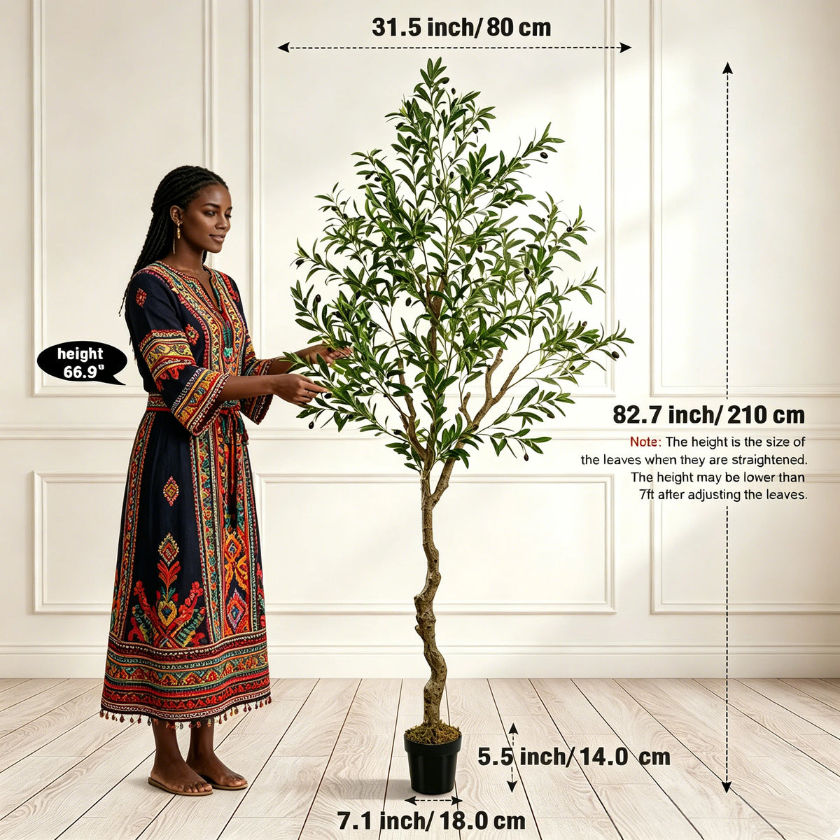 5/6/7/8 Olive Trees Artificial Indoor Faux Olive Tree with Black Pot