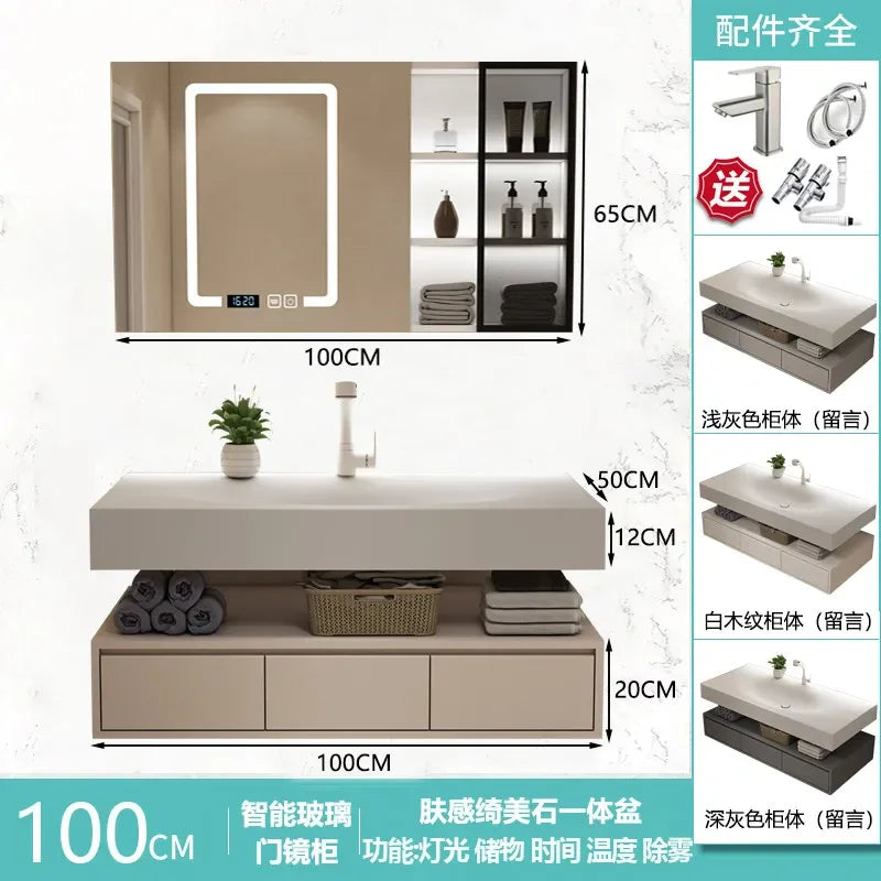 Modern Integrated Bathroom Vanity Washstand Basin, Combined Cabinet