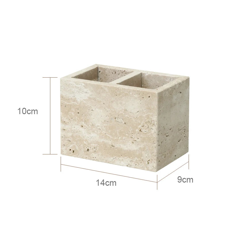 Travertine Bathroom Accessories Set Luxury Soap Dish Soap Dispenser Reed Diffuser Tissue Box Tray Bathroom Set