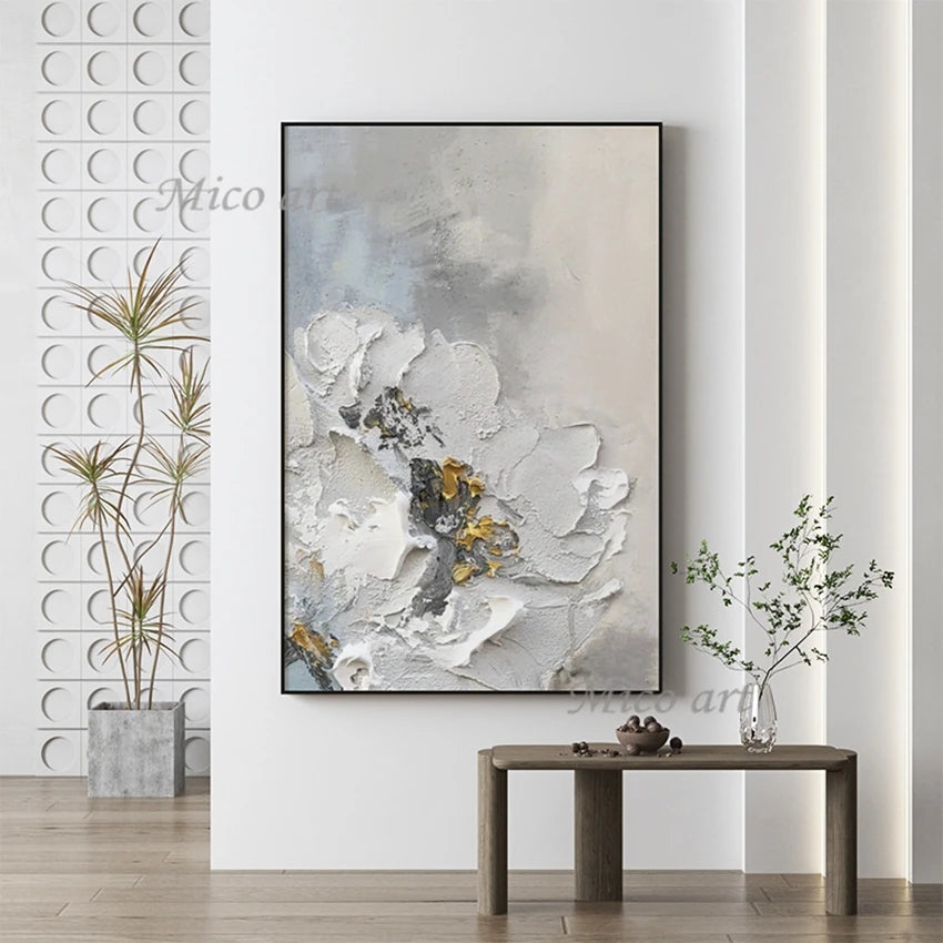 100% Handpainted Oil Painting On Canvas, New Handmade Knife Flower Oil Painting