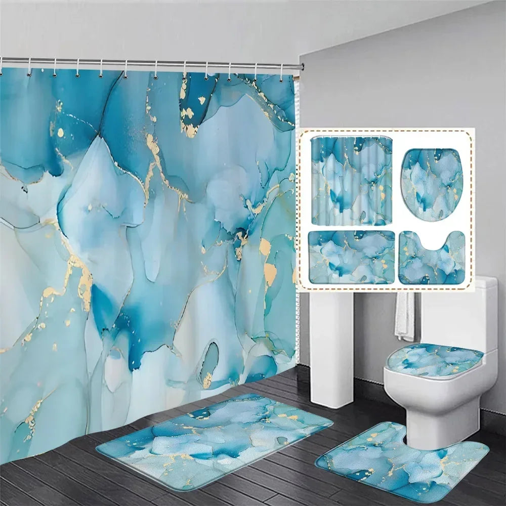 Abstract Art Bathroom Decor Door Rug Bath Mat Toilet Lid Cover